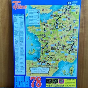 Carte du Tour de France, 1978, plaque métallique imprimée, cyclisme, vélos, art mural, homme des cavernes, décoration d'intérieur, vintage rétro, impression, cadeau