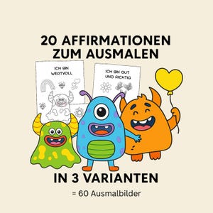Affirmationen Kinder Ausmalen – 60 Malvorlagen PDF Download
