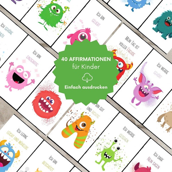 40 affirmation cards for children | Mindfulness * Self-confidence * Strong thoughts * Affirmations for children * DIN A7, A6