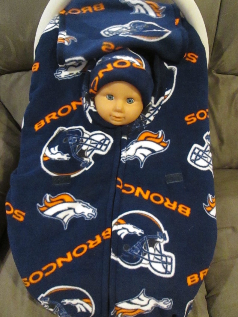 5 Piece Denver Broncos Baby Bundle With Fleece Car Seat Cover Image 0