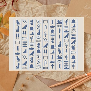 Ancient Egyptian Hieroglyph Patterns Stencil (Many Sizes)