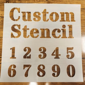 Custom Stencil, Stencils Personalized Custom Text,  Custom Word Stencils, Custom Name Stencils, 24 Fonts - Reusable Mylar Painting Stencils