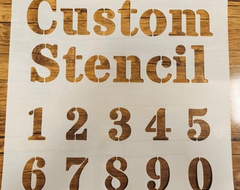 Custom Stencil, Stencils Personalized Custom Text,  Custom Word Stencils, Custom Name Stencils, 24 Fonts - Reusable Mylar Painting Stencils