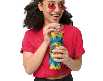 Tie-Dye Peace Zeichen Becher aus Edelstahl