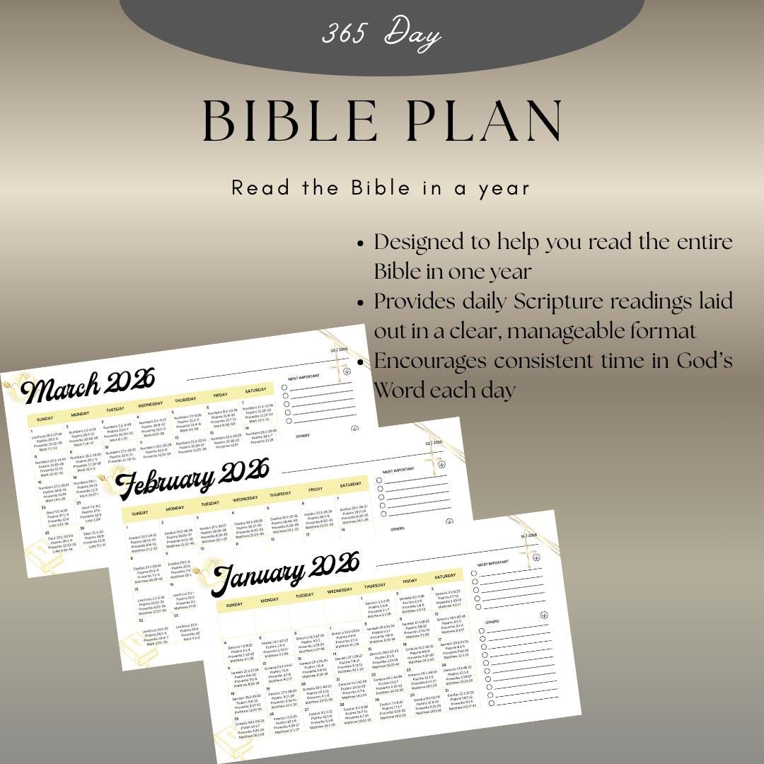 Printable Bible Reading Calendar – 365 Day Scripture Plan (digital ...