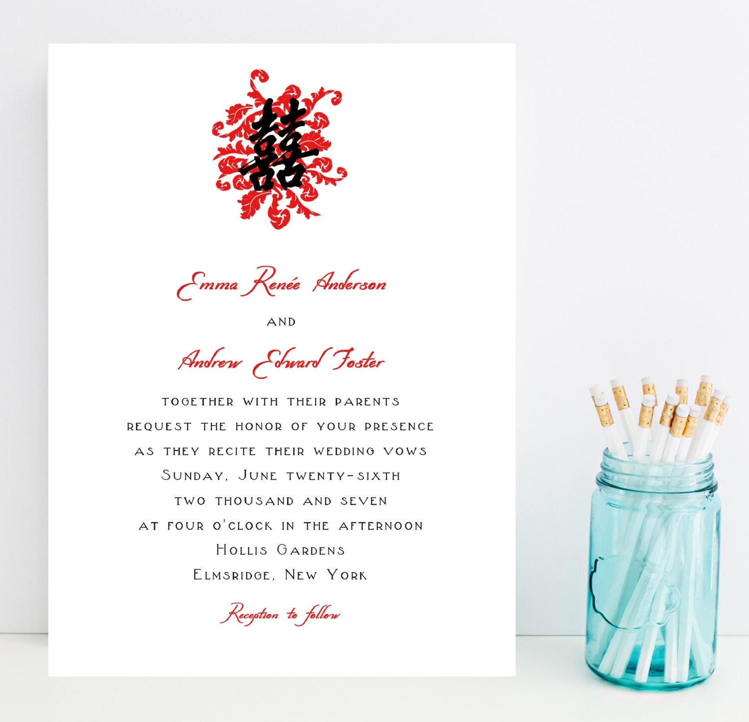 Chinese Double Happiness Wedding Invitations Etsy