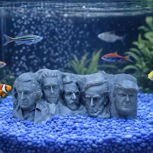 Decoración para acuario del Monte Rushmore de Trump impresa en 3D: adorno patriótico para pecera