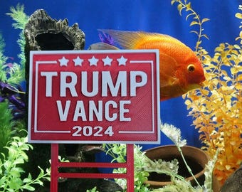Aquarium Decor Trump Vance MAGA Make America Great Again Sign Decor for Fish Tank or Betta Fish Tank Trump Sign