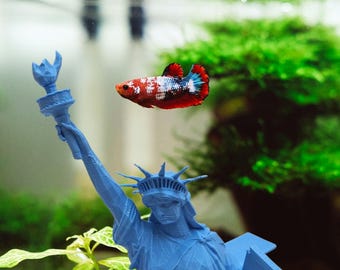Amerika Fish Tank Decor Freiheitsstatue für Fish Tank oder Betta Fish Patriotic Decor Aquarium Decor oder Accessoires Lustiges Fish Tank Theme