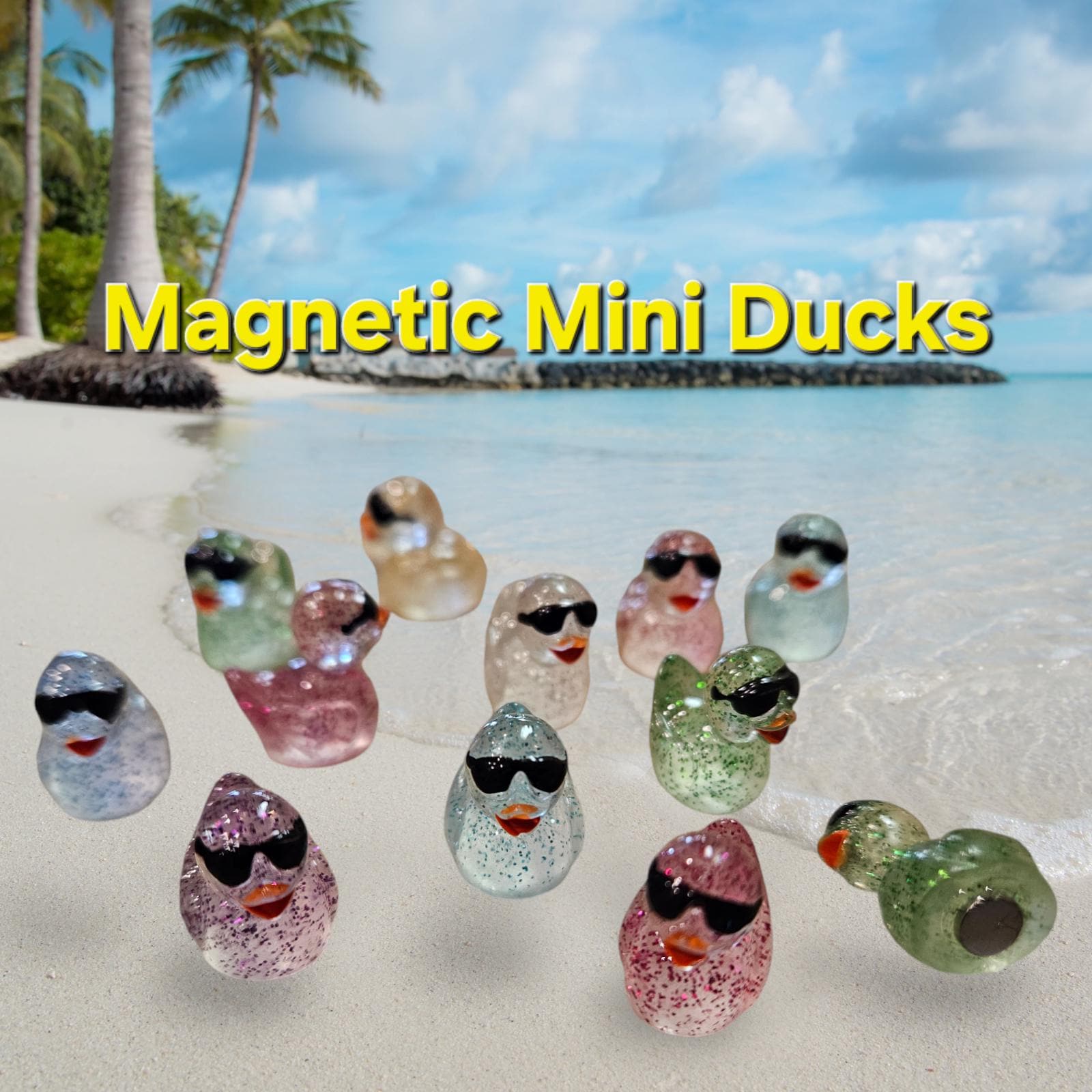Duck Duck Go Jeep Ducks for Cruising Mini Ducks for Hiding Magnetic Mini Glitter Sunglasses Summer Duck Hiding on Cruise Party Favor Ideas