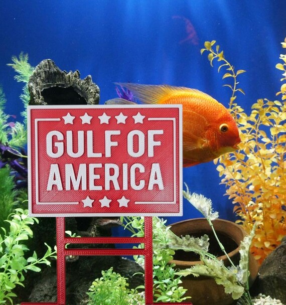 Gulf of America Aquarium Decor MAGA Make America Great Again Sign Decor for Fish Tank Betta Fish Tank Trump Sign Garden Decor for Planter
