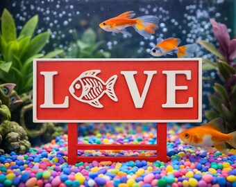 Fish Tank Decor LOVE Schild für Aquarien Saisonales Aquascaping-Fischbehälter-Liebhaber