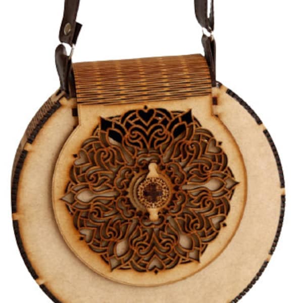 Women's Handcrafted Wooden Light Weight Unique Purse Handbag