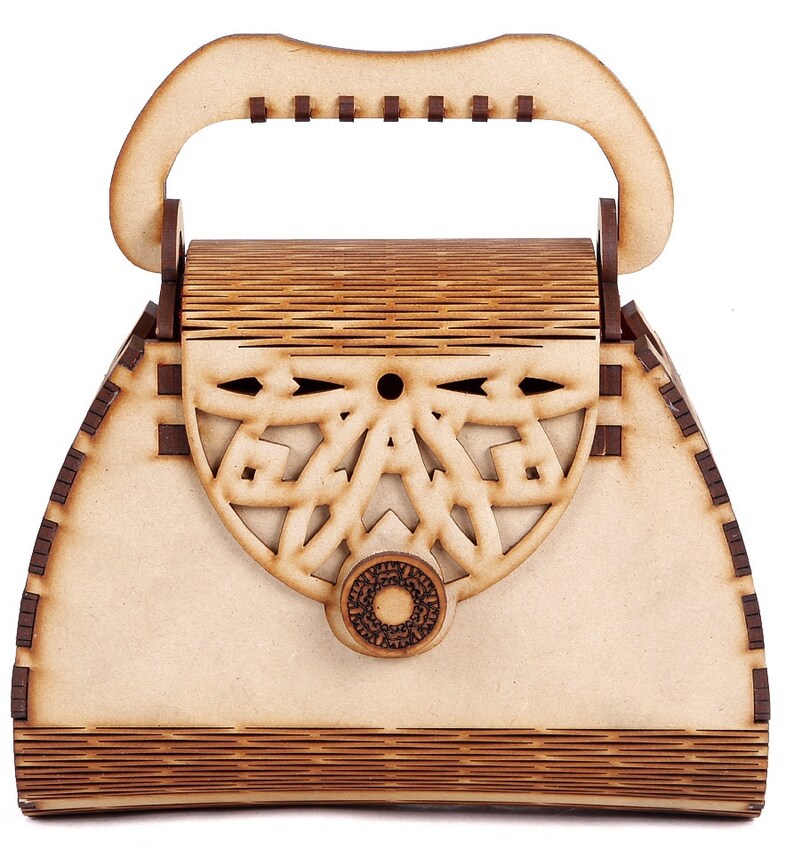 Women's Decorative Lesser Cutting Wooden Purse image 1