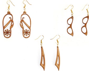 Combo Of 3 Pair Wooden Dangles Handicrafted Earrings for Women Girls