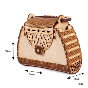 Women's Decorative Lesser Cutting Wooden Purse image 4