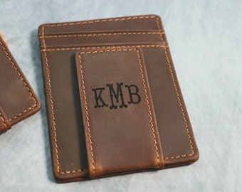 Personalized Leather Magnetic Money Clip