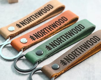Business Logo Keychain, Custom Leather Keychain