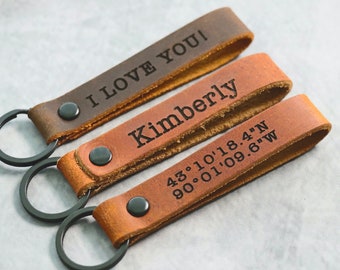 Personalized Leather Keychain, Personalized Coordinates Keychain, Where it All Began, 3 year Anniversary Gift. Mens gift, Mothers day gift