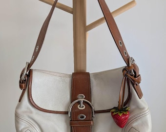 Vintage Y2K Coach Soho Shoulder Bag in White and Tan F10192