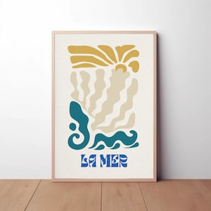 Impresión francesa de La Mer, El mar, Cartel estético de Matisse para arte de exposición de galería moderna, Arte de pared neutro minimalista, Regalo de moda de Matisse
