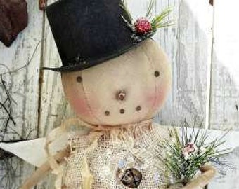 Snowman Doll Pattern PDF Farmhouse Primitive Sewing INSTANT Download Patterns