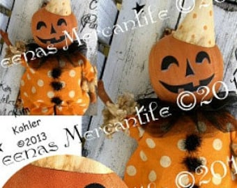 Halloween pumpkin doll pattern instant download clown primitive vintage style patterns