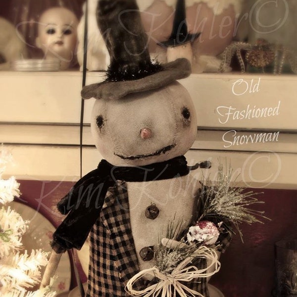 Primitive Snowman Doll Pattern INSTANT Download E E-Pattern PDF Patterns Folk Art Fabric Cloth Winter Christmas Kim Kohler
