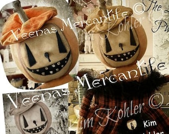 Primitive Pumpkin Doll Pattern Squashworths INSTANT Download Digital PDF E Patterns Vintage Style Halloween Veenas Mercantile Kim Kohler