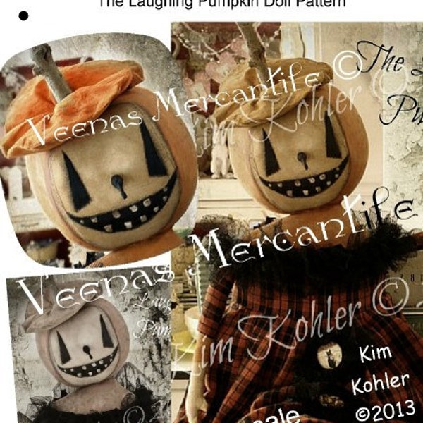 Patrón de muñeca de calabaza primitiva Squashworths Descarga INSTANTE Digital PDF E Patrones Estilo Vintage Halloween Veenas Mercantil Kim Kohler