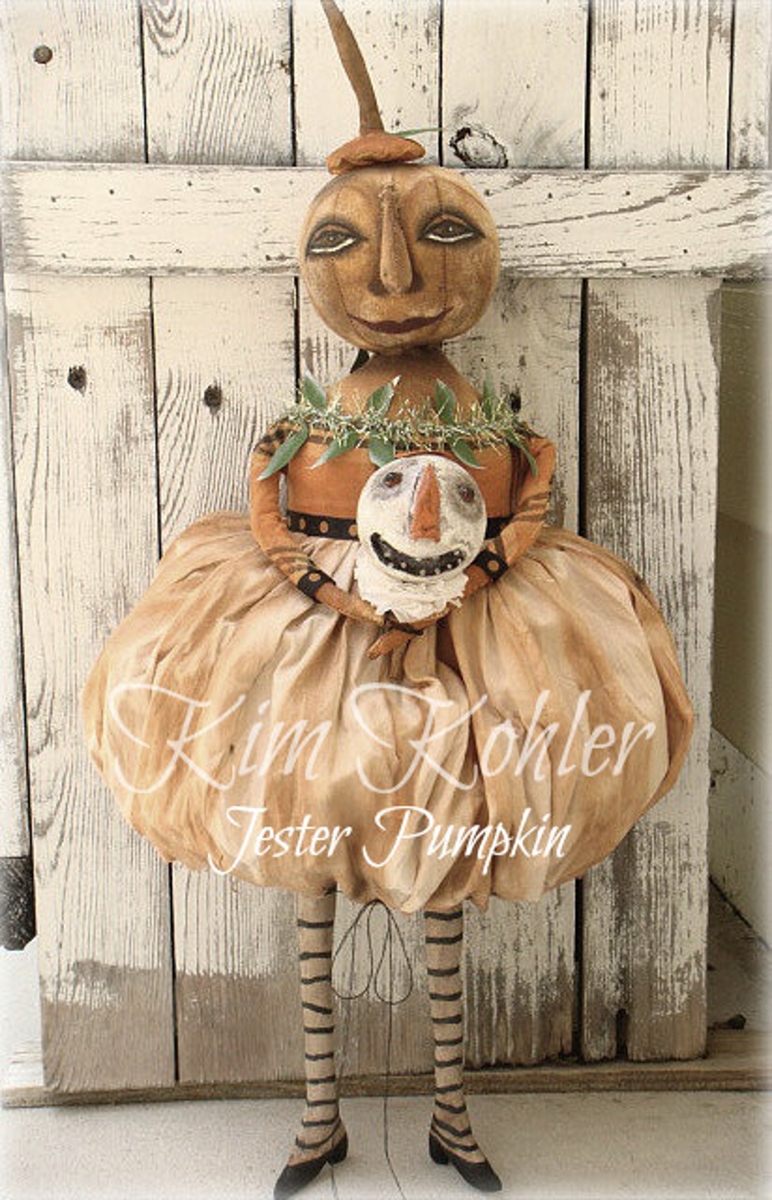 INSTANT Download Pumpkin Doll Pattern Primitive Jack O Lantern Jester ...