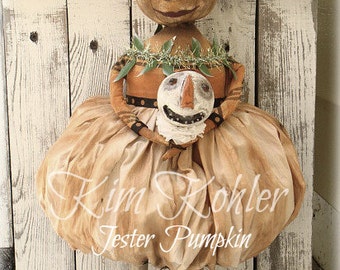 INSTANT Download Pumpkin Doll Pattern Primitive Jack O Lantern Jester Digital Patterns Vintage JOL Halloween Cloth Fabric Kim Kohler Veenas