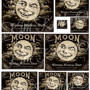 Moon Brand Primitive Pantry Can Label Hang Tags Instant Digital Download JPEG File Print Kitchen Tag Transfer For Pillows, Crates, Box