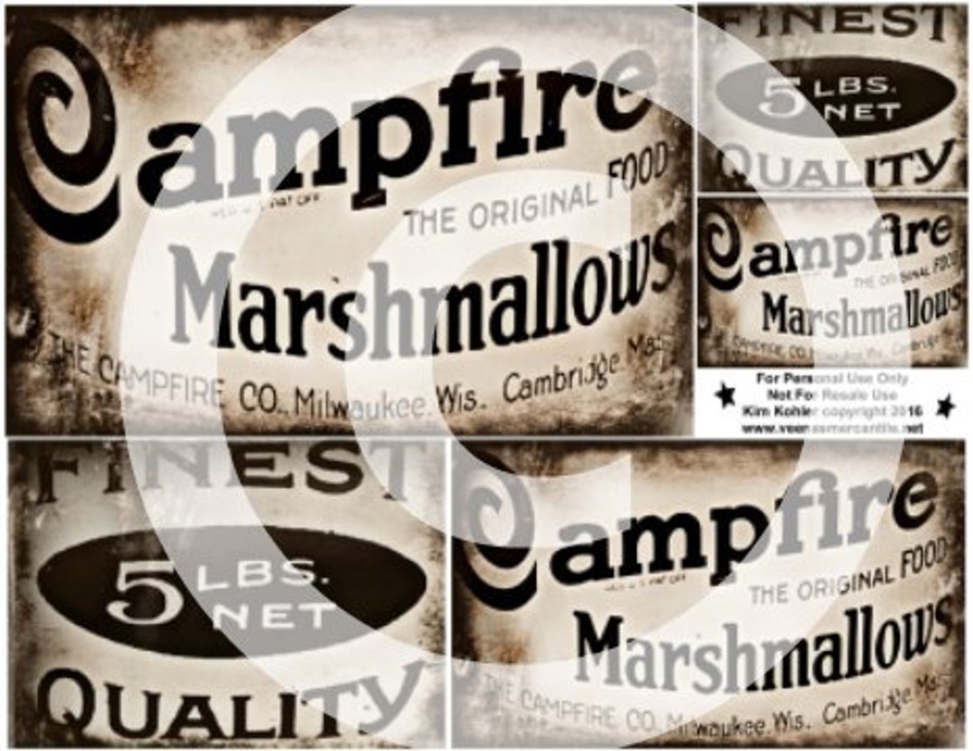 Campfire Marshmallow Pantry Vintage Label INSTANT DOWNLOAD 2