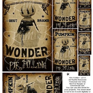 Primitive Pumpkin Pie Soap Bath Pantry Kitchen Can Label Hang Tags Tag Halloween JPEG File Instant Digital Download Printable Paper Ephemera