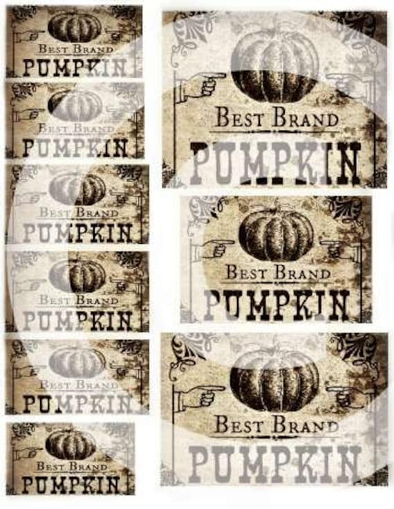 Pantry Vintage Can label Pumpkin Print INSTANT DOWNLOAD Vegatable Labels Tag Primitive Kitchen Ephemera Digital Image JPG Kim Kohler