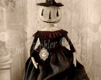 Primitive Doll Pattern PDF Halloween Witch Pumpkin INSTANT Download E-Pattern epattern E Patterns Sewing Cloth Spooky Goth Veenas Mercantile