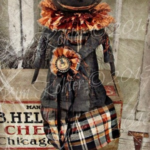 Pumpkin Doll Pattern Halloween INSTANT Download Primitive PDF Goth Folk Art Mixed Media Cloth Fabric Blair Kim Kohler Veenas Mercantile