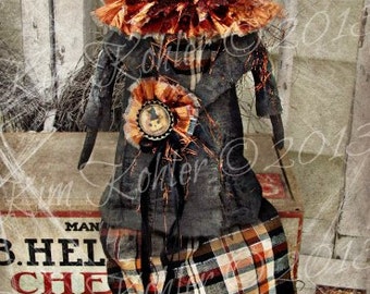 Pumpkin Doll Pattern Halloween INSTANT Download Primitive PDF Goth Folk Art Mixed Media Cloth Fabric Blair Kim Kohler Veenas Mercantile