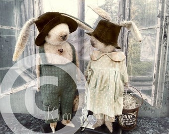 Bunny Rabbit Original Artwork Print Photo INSTANT DOWNLOAD Sepia Color Images Framed Photo&#39;s Labels Tag Primitive Poster JPG Kim Kohler