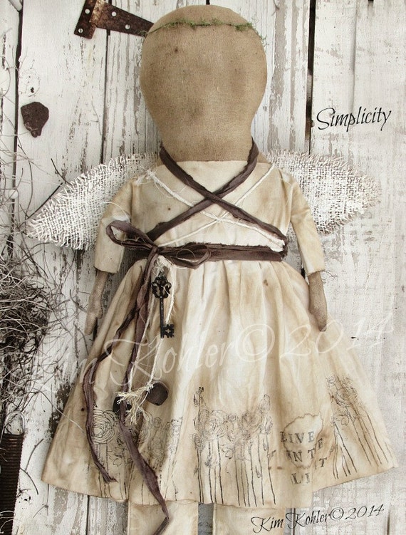 Items similar to OOAK Simple Primitive Angel Doll Organic Made To Order
