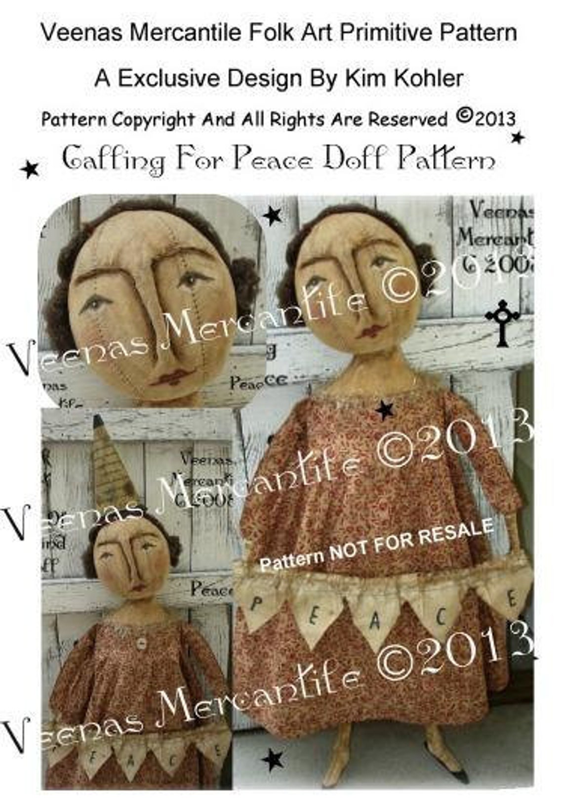Primitive Instant Download Doll Pattern Americana Peace Rag - Etsy