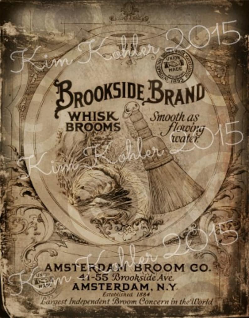 Primitive Label Whisk Broom Retro Vintage Pantry Kitchen Can Box Crate Hang Tags Pillows Sepia JPEG Instant Digital Download File Tag Print