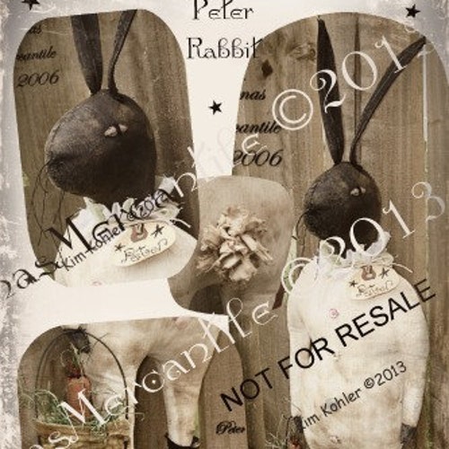 Instant Standing Primitive Rabbit Doll Angel Download Pattern - Etsy