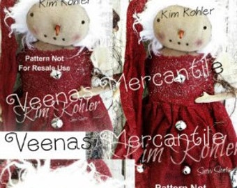 Doll Pattern Snow Santa Instant Download PDF Patterns Primitive Folk Art Whimsicle Fabric Sitting Cloth Sewing Veenas Mercantile Kim Kohler