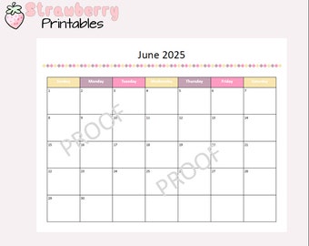 June 2025 Editable Wall Calendar, Printable Classroom Calendar ...