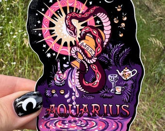 Aquarius Sticker Zodiac Snake Design