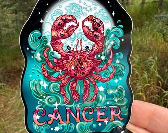 Cancer Sticker Zodiac Crab Design