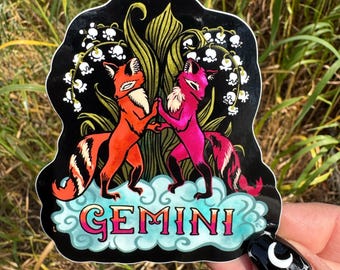 Gemini Sticker Zodiac Fox Design