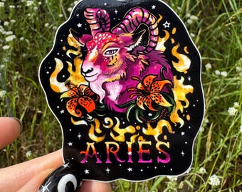 Aries Sticker Zodiac Ram Design